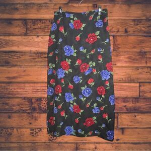 5 for $25🔥Vtg Y2K Floral Black Pencil Skirt Size 14